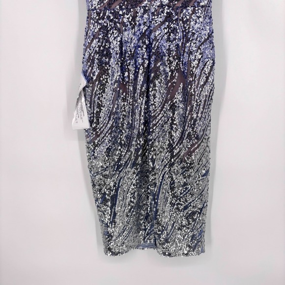 NWT Dress The Population Lia Sequin Midi Dress Sz S Blue Silver Cocktail Party - Picture 12 of 16